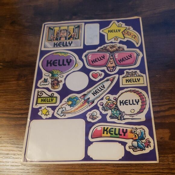 Vintage 1980's Celebrity Name Stickers "Kelly" Monkey Sunglasses Rocket Ship - Picture 2 of 7